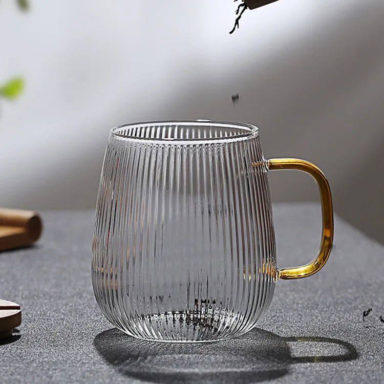  ماگ پیرکس خمره‌ ای دسته طلایی راه راه 