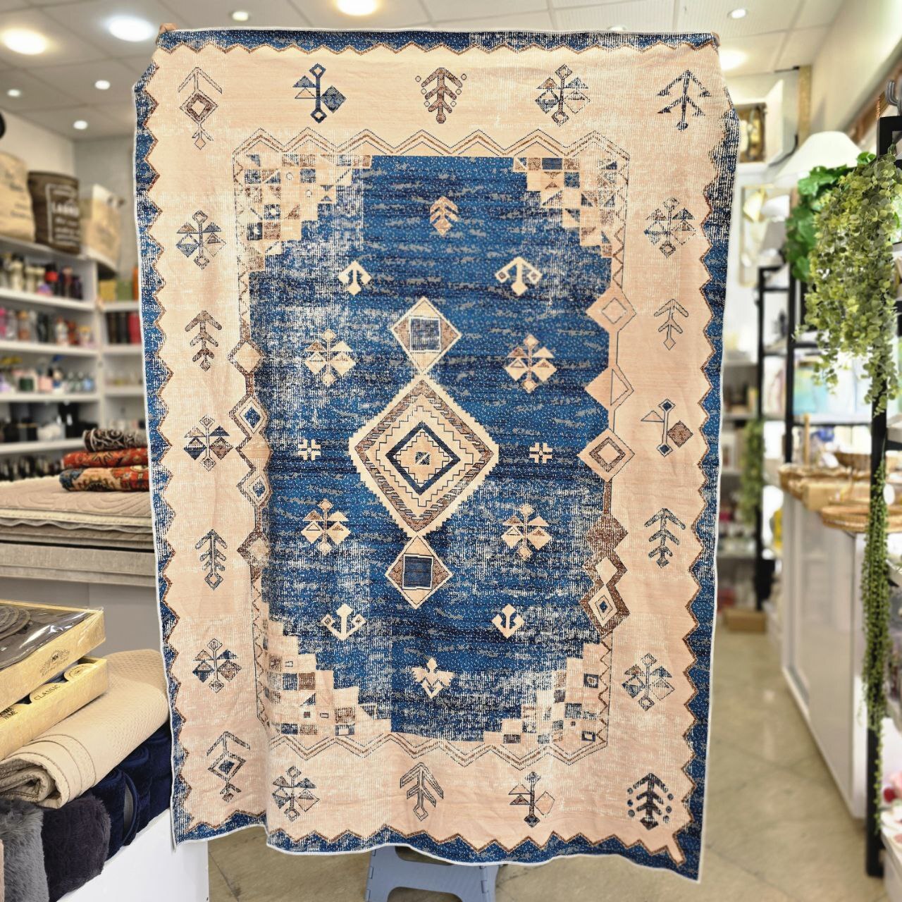  روفرشی ضخیم مخمل طرح حوض آبی (۱۹۰×۱۴۰) 