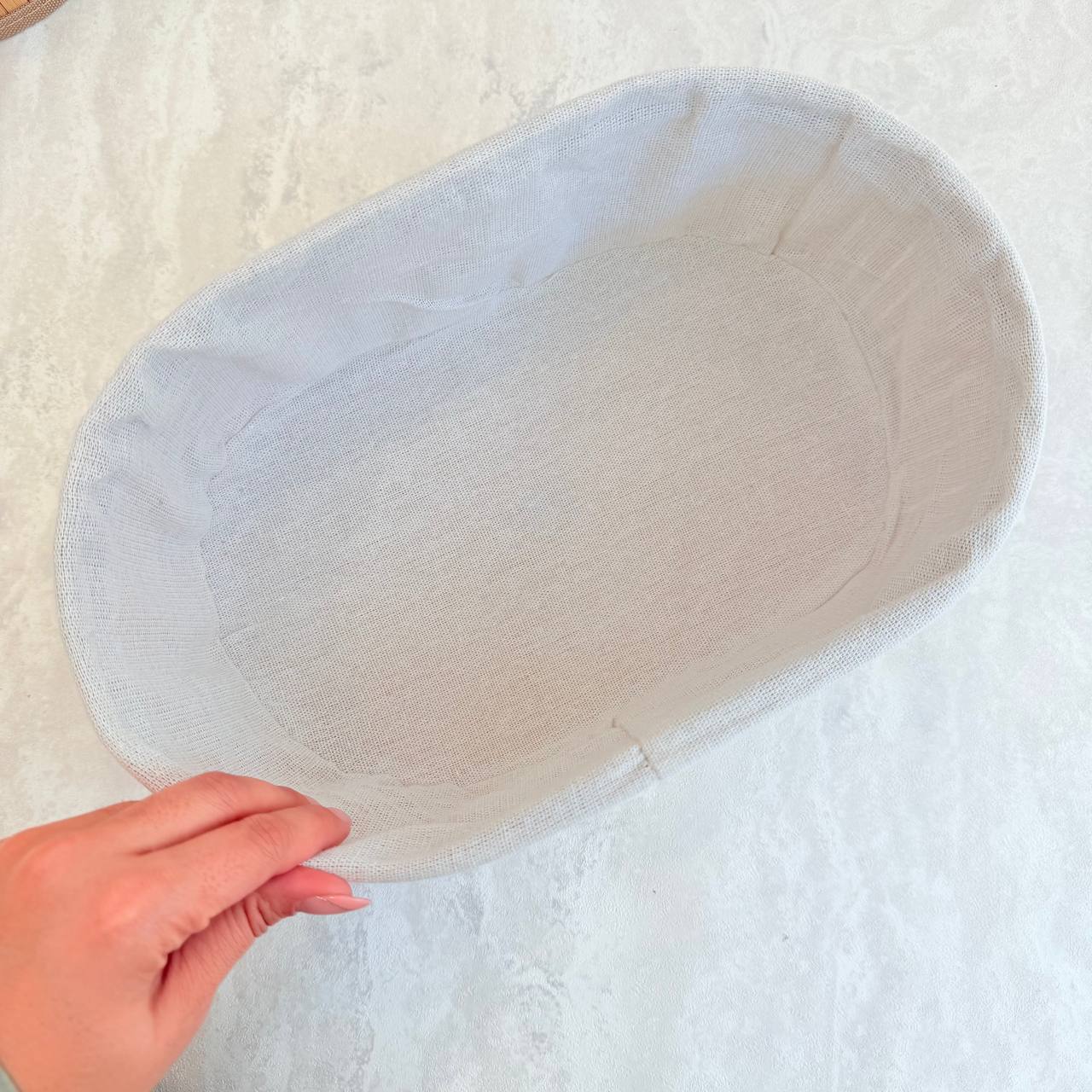  سبد نظم‌ دهنده بیضی حصیری داخل پارچه 