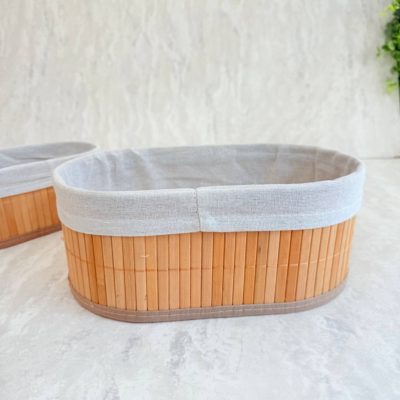  سبد نظم‌ دهنده بیضی حصیری داخل پارچه 