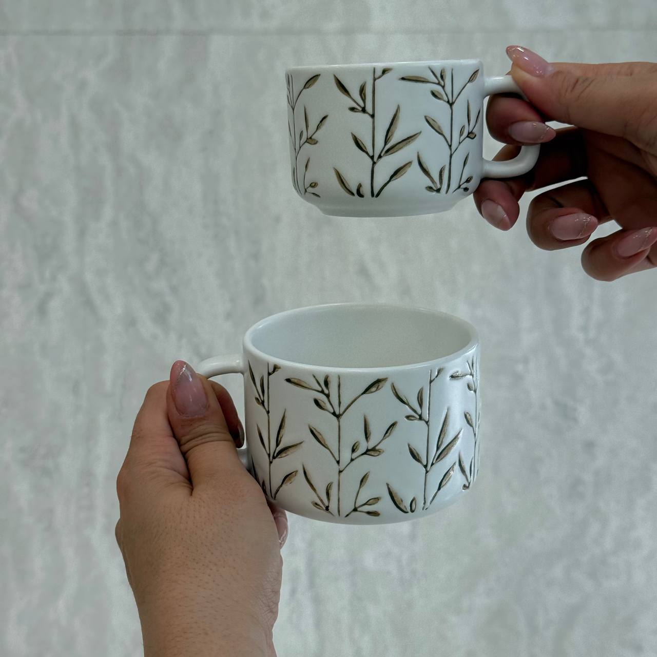  فنجان چای و قهوه طرح برگ 