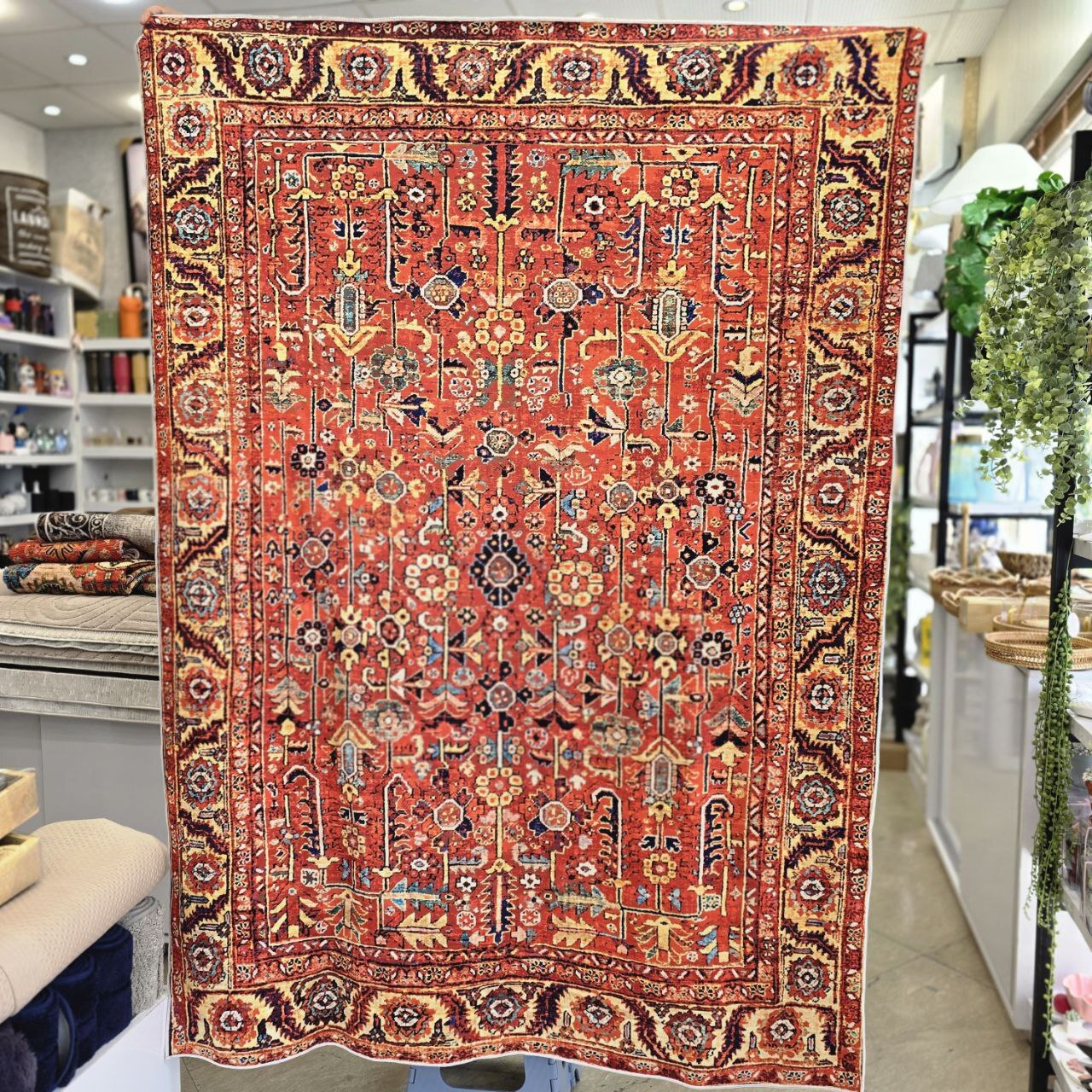  روفرشی ضخیم مخمل طرح کاج قرمز (۱۹۰×۱۴۰) 