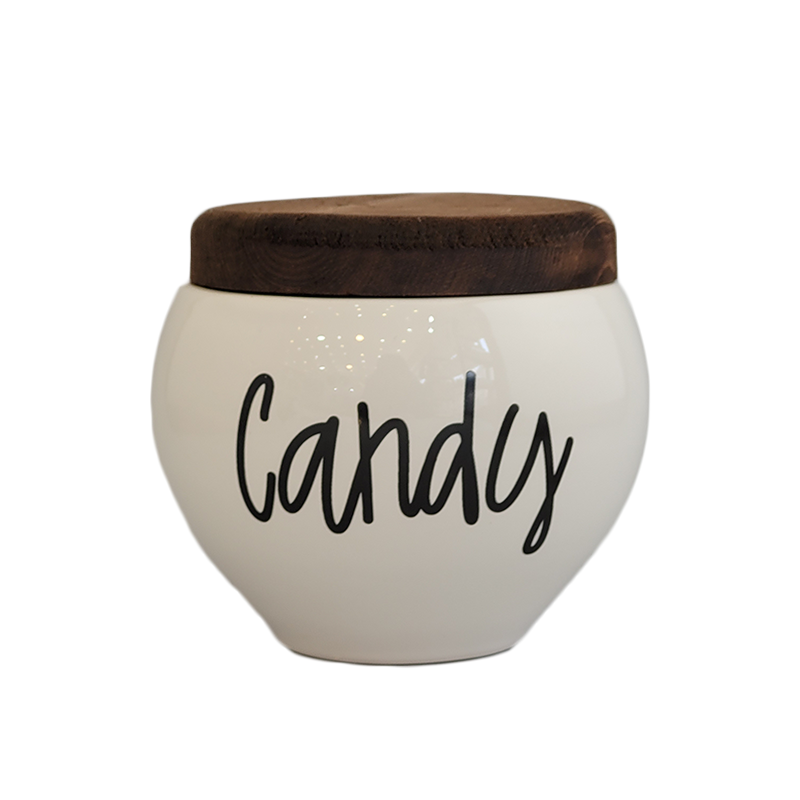  ظرف سرامیکی تکست درچوبی نقلی طرح Candy 