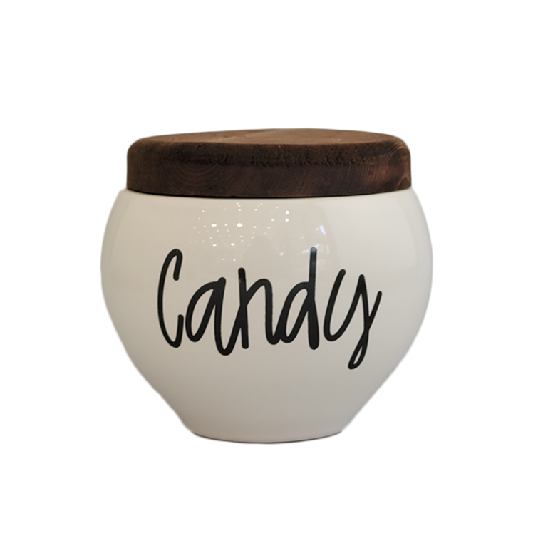 ظرف سرامیکی تکست درچوبی نقلی طرح Candy