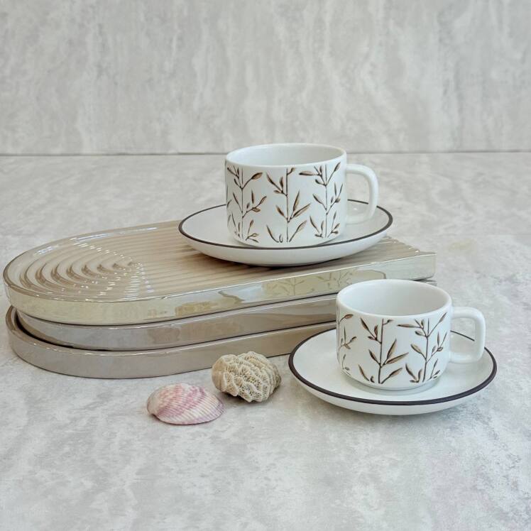 فنجان چای و قهوه طرح برگ