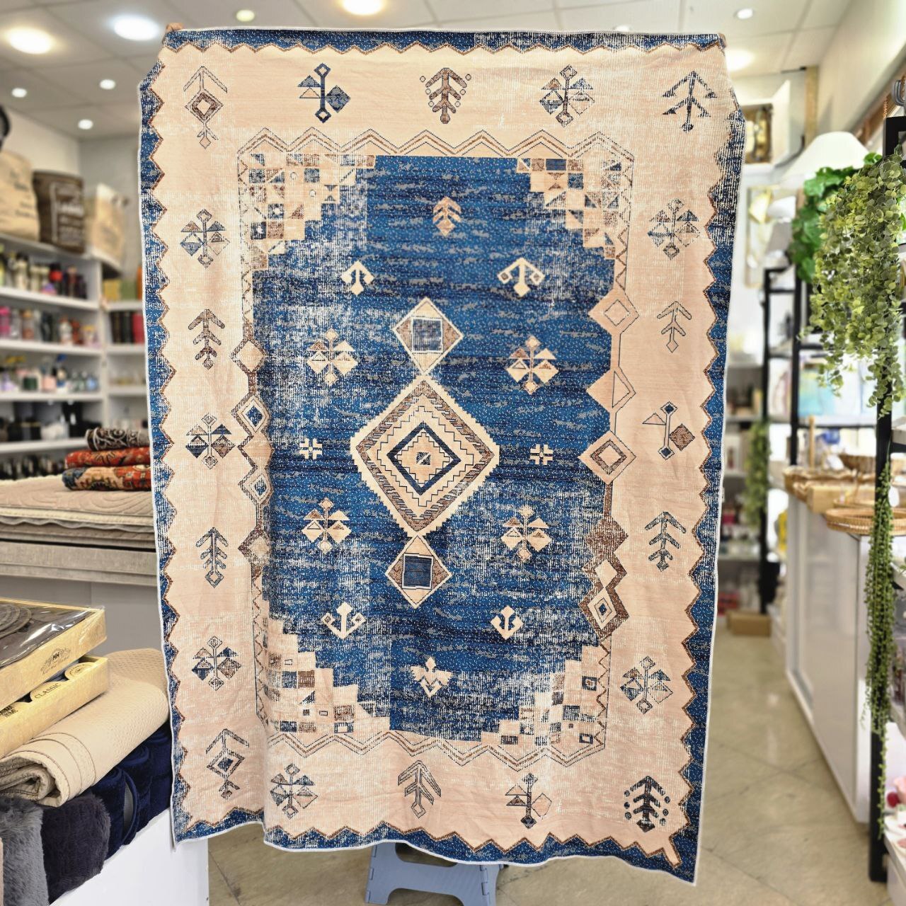  روفرشی ضخیم مخمل طرح حوض آبی (۱۹۰×۱۴۰) 