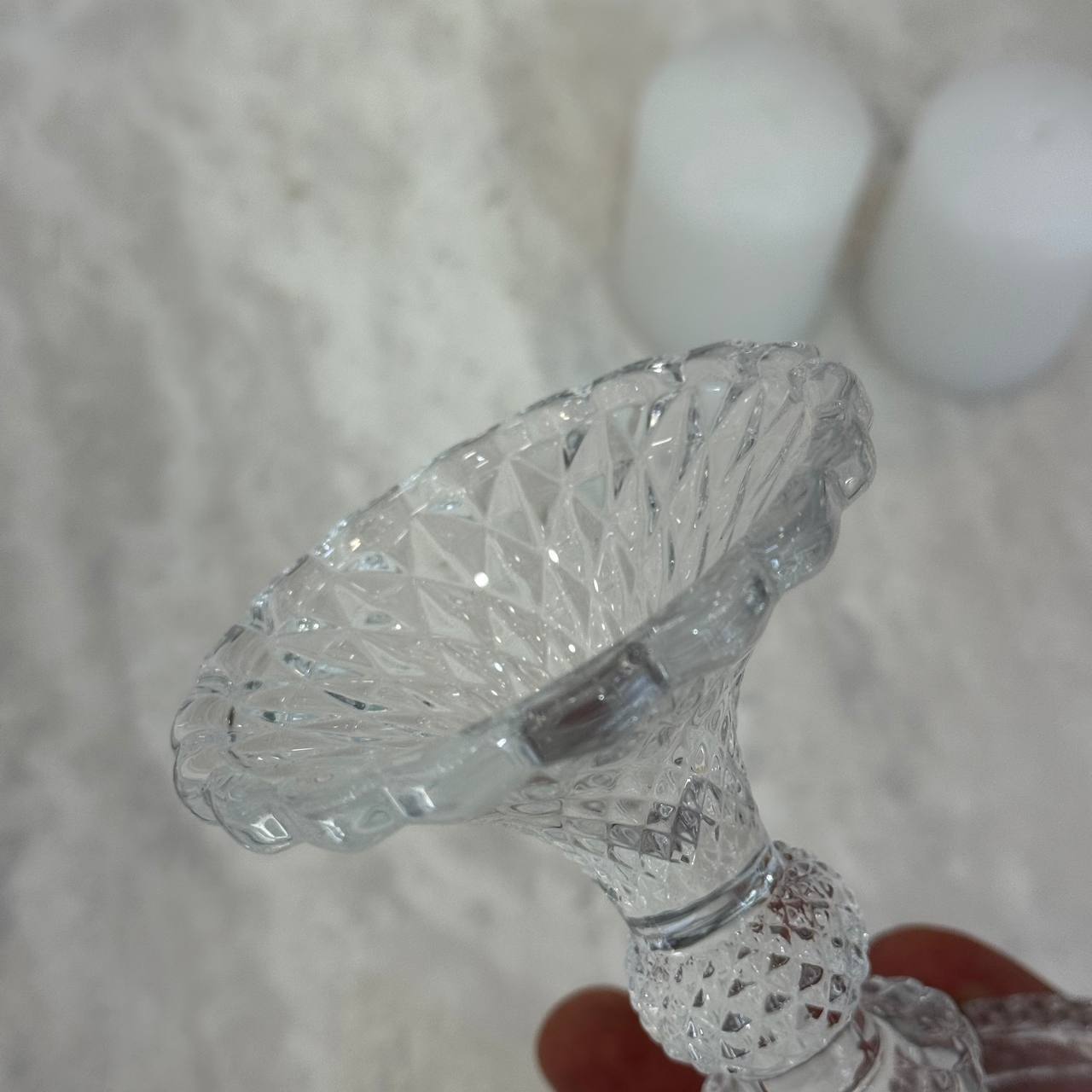  جا شمعی بلوری گوی مشجر (دو سایز) 
