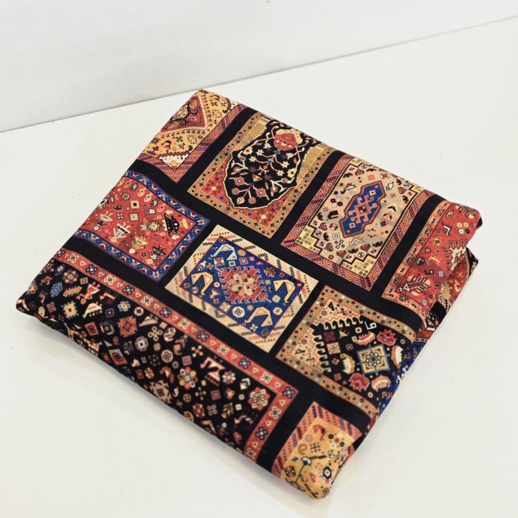 روفرشی ضخیم مخمل طرح حاشیه چهار خانه (۱۹۰×۱۴۰)