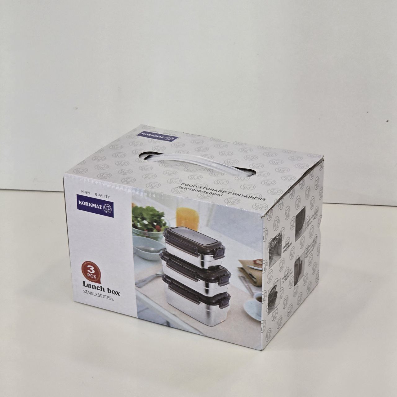 photo_5778364664516824157_y ظرف نگهدارنده استیل سه سایز Korkmaz - Image 10