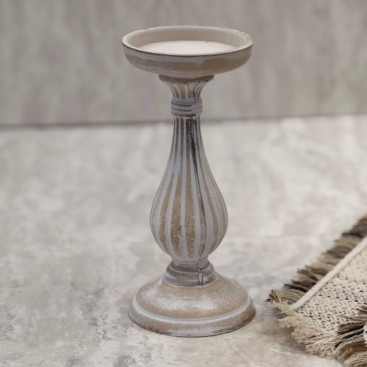 photo_5870703910170248627_y جا شمعی چوبی پتینه دو سایز - Image 2