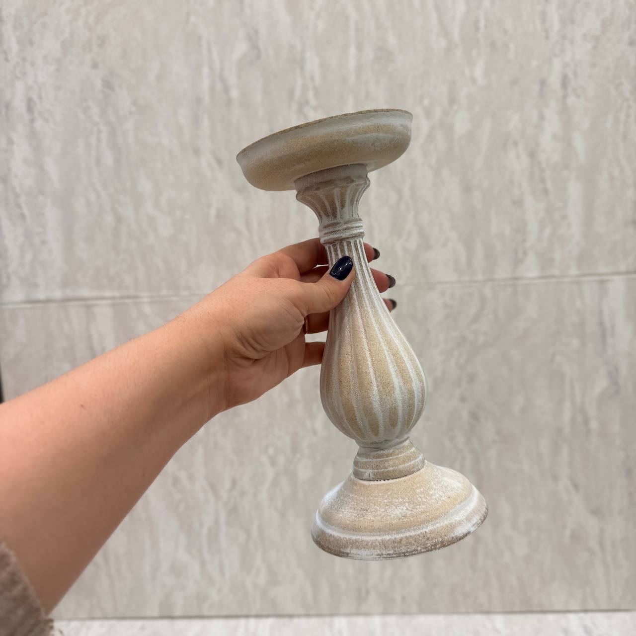 photo_5870703910170248634_y جا شمعی چوبی پتینه دو سایز - Image 8
