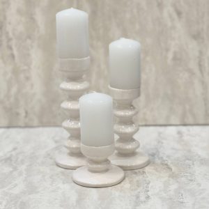 جا شمعی سه سایز پایه پیچی سفید