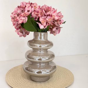 گلدان دوپله بزرگ بژ