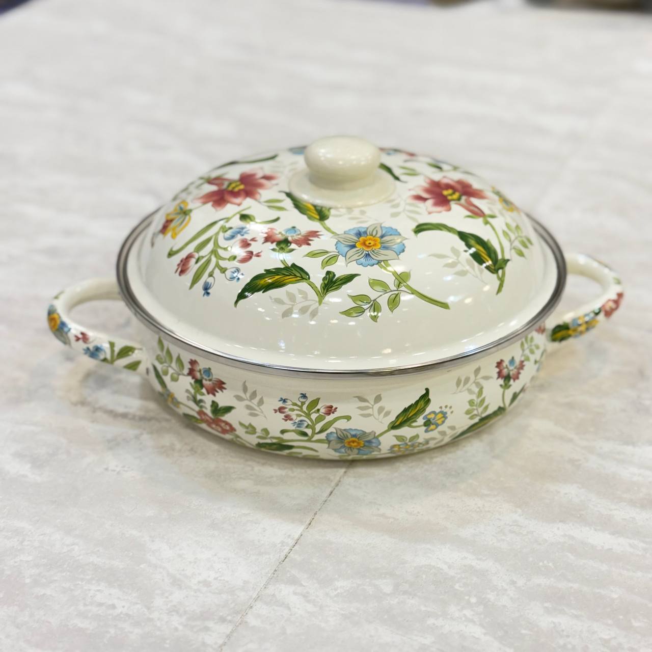 photo_2026-02-17_13-57-04 تابه دو دسته لعابی گلدار - Image 1